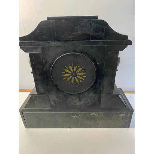 343 - Large Victorian ornate marble mantle clock measuring 49 x 47 cms tall