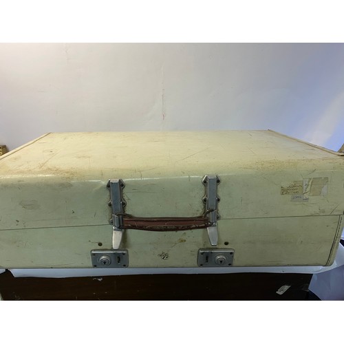 346 - Vintage suitcase containing a selection of decorative jars