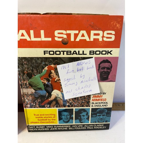 352 - Collection of football memorabilia. 3 x signed football books, signed by Alex Ferguson, Alan Ball, J... 