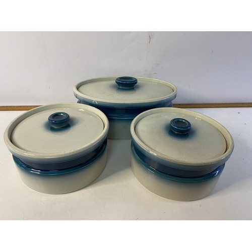 379 - 3 x Wedgwood 'blue Pacific'  casserole dishes