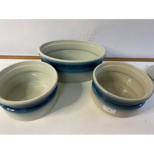 379 - 3 x Wedgwood 'blue Pacific'  casserole dishes