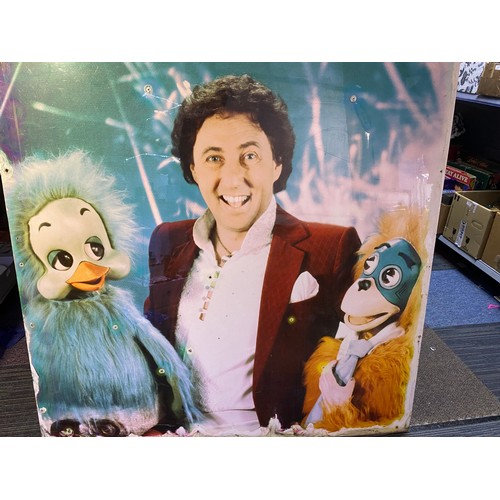 381 - Large picture of Keith Harris, Orville and Cuddles measuring 123 cms square on perspex