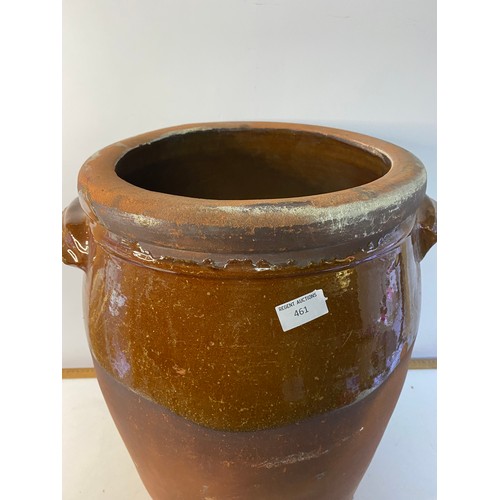 461 - Large terracota glazed planter measuring 53 cms tall with wooden lid