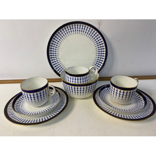 477 - Selection of Royal Crown Derby Cobalt blue/gilt pattern 4436 including 7 x trio's, milk and sugar bo... 