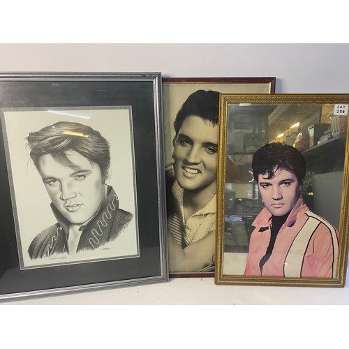 288 - Selection of Elvis memorabilia including framed pictures, mirrors, posters and records.