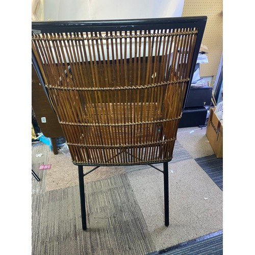 220 - Mid century style Bamboo chair with tubular black metal frame.