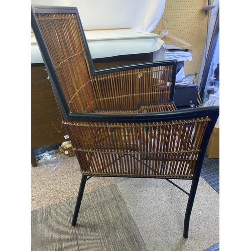 220 - Mid century style Bamboo chair with tubular black metal frame.