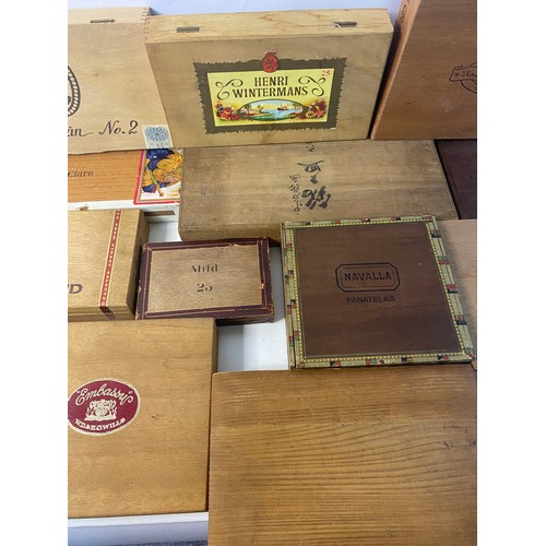 341 - Selection of old wooden cigar boxes