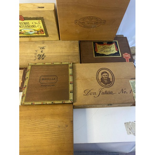 341 - Selection of old wooden cigar boxes