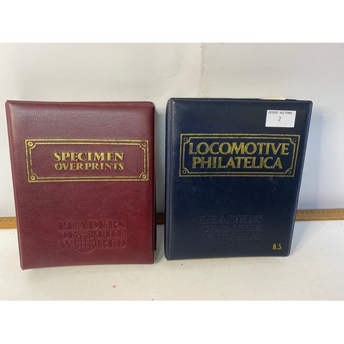 2 - 2 stamp albums containing railway and locomotive stamps.