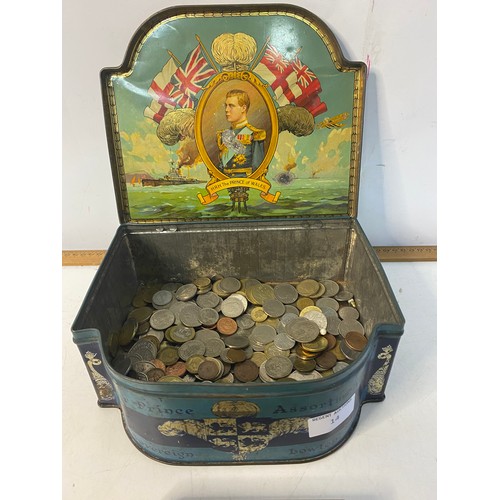 14 - Tin of assorted old coins.