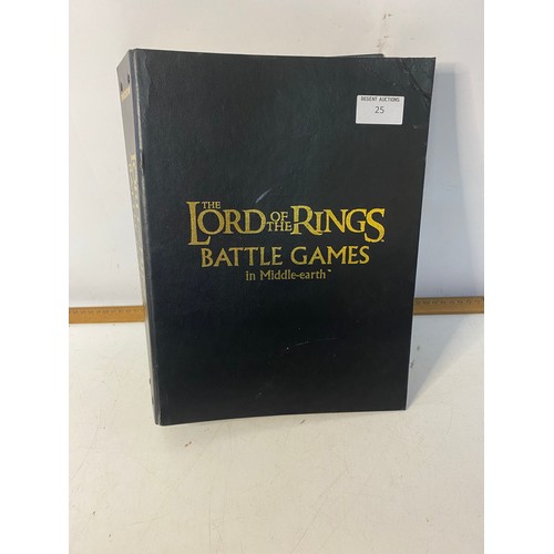 25 - Lord of the Rings battle games and Middle Earth magazines in folder.