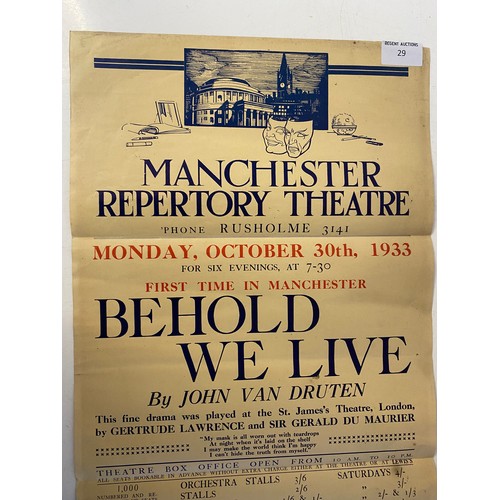 29 - 1933 Manchester Reportory Theatre poster of 