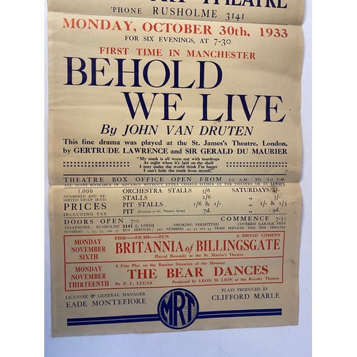 29 - 1933 Manchester Reportory Theatre poster of 