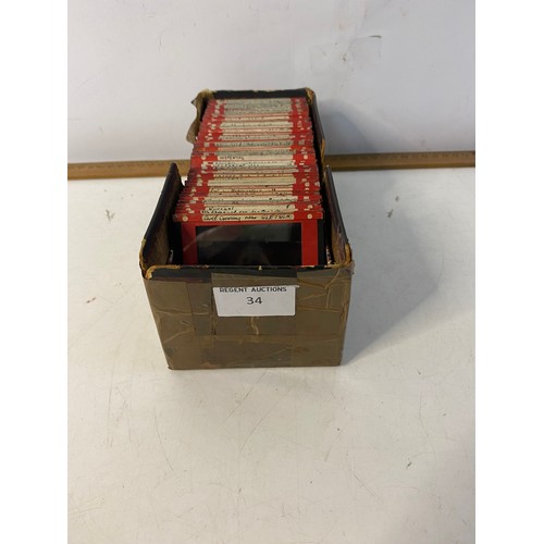 34 - Collection of approximately 50 x magic lantern slides, all annotated.