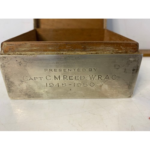 36 - Sterling silver box presented by Captain C.M. Reed W.R.A.C. Womens Royal Auxcillary Corps. 9.5x9x5cm... 