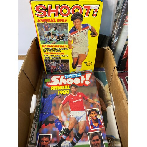 53 - Assortment of vintage football programmes and memorabilia including 80's Shoot annuals.