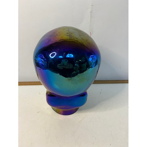 66 - Retro multi coloured glass skull 24cms.