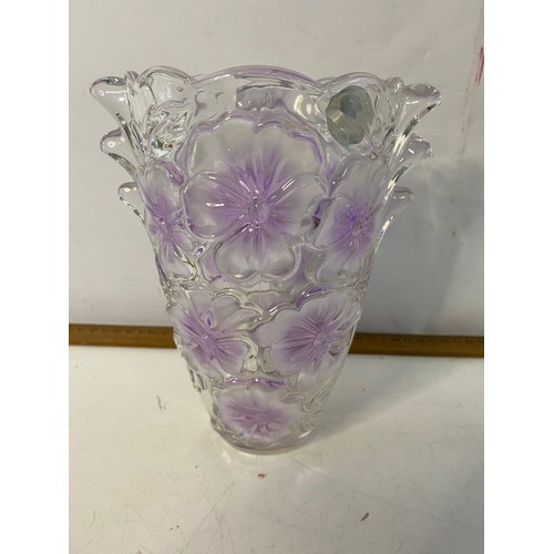 74 - Walther, Pink Rosella Flower Fancies, crystal vase. 20cms