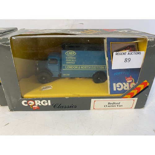 89 - 3 boxed Corgi die cast vans