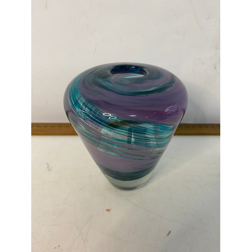 94 - Signed Mdina glass vase/paperweight.