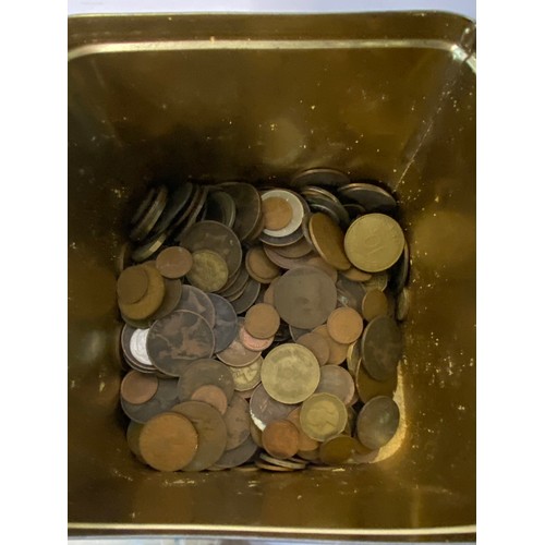 96 - Tin filled with old coins.