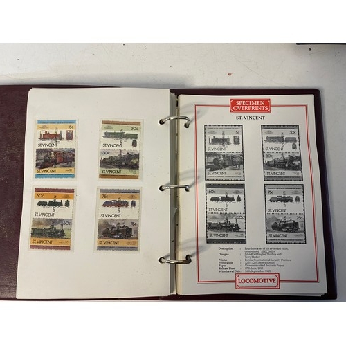 2 - 2 stamp albums containing railway and locomotive stamps.