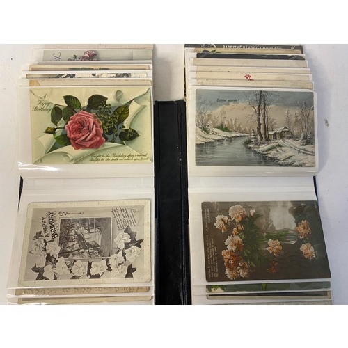 10 - Album of vintage greetings postcards