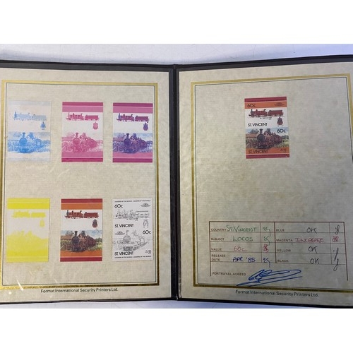 83 - 4 albums of railway Locomotive Stamps.