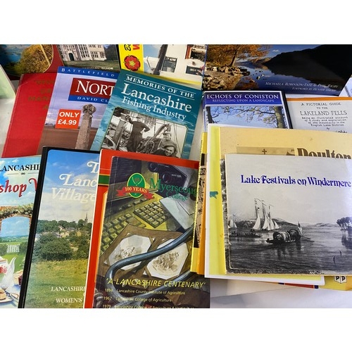 156 - Box of local history books from Lancashire, Cumbria and Manchester.