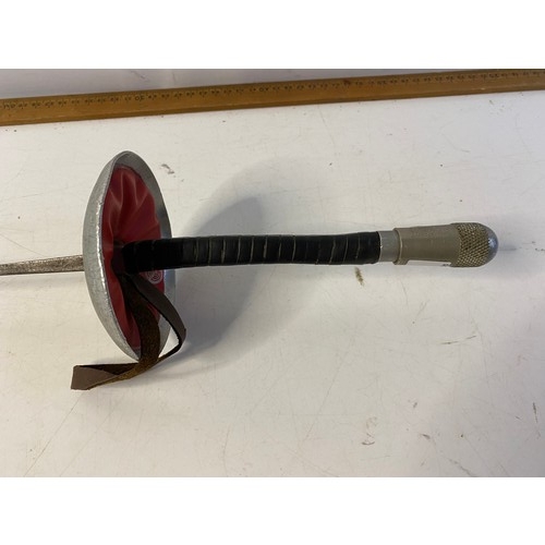 157 - A Leon Paul fencing foil with leather bound handle, blade is 89cms in length.