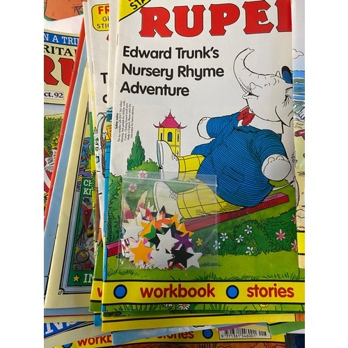 262 - Box of vintage Rupert books and comics from 1970's -90's. Many still have the free gifts attached.