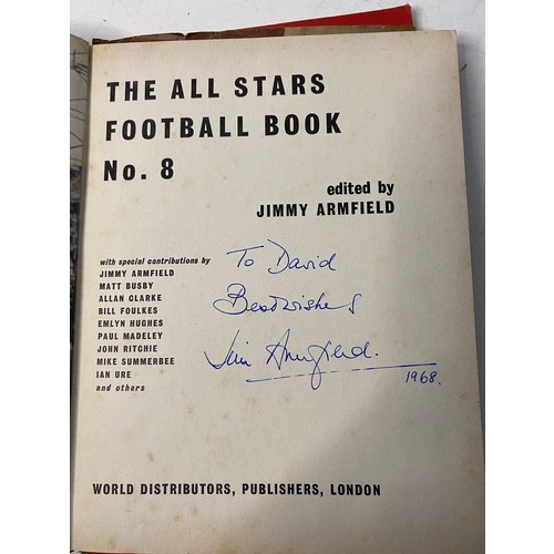 352 - Collection of football memorabilia. 3 x signed football books, signed by Alex Ferguson, Alan Ball, J... 