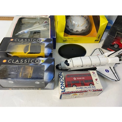 450 - Collection of boxed models including Millenium Dome, Concorde, James Bond Gycopter, Ferrari's etc