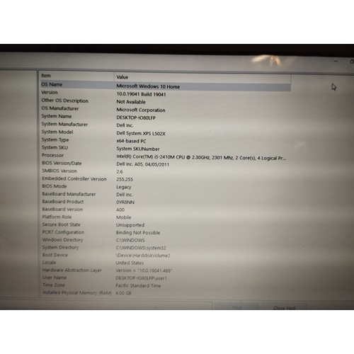 260 - Dell XPS L502x laptop i5-241OM 2.30ghz processor with fresh install of windows. In working order.