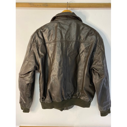 624 - Vintage Durkee's Express brown leather flight bomber jacket