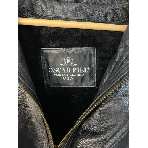 628 - Oscar Piel 'Perfect Leather' USA jacket, no size label but approximately a large 46