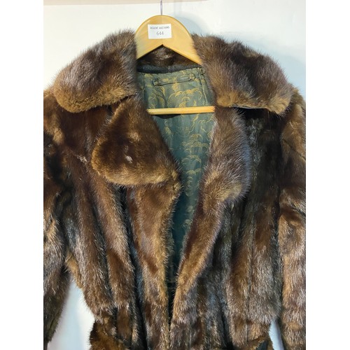 644 - Vintage long length mink fur coat.