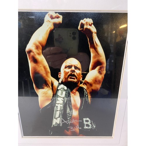 690 - Stone Cold Steve Austin framed photo with 