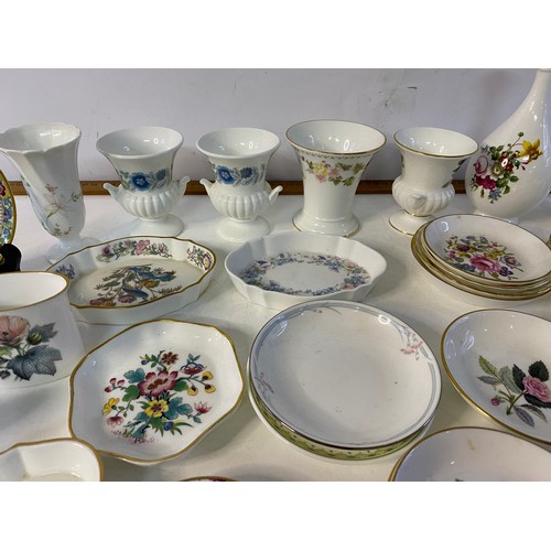 698 - Box of china trinket pots, dishes and vases from Coalport, Wedgwood and Minton.