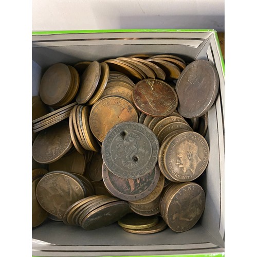 969 - 3 tins of old coins plus a tray of half silver and full silver coins