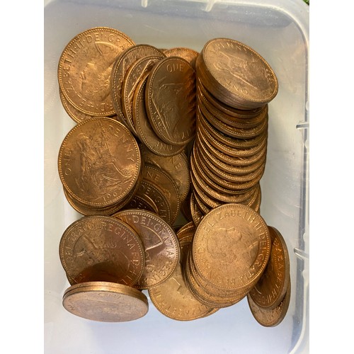 969 - 3 tins of old coins plus a tray of half silver and full silver coins