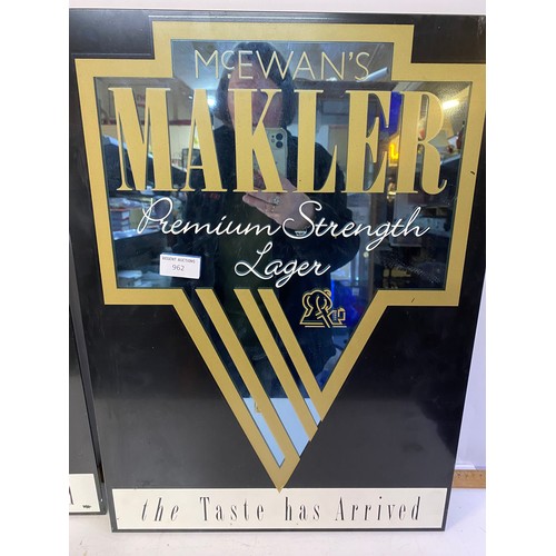 962 - Pair of Mcewan's Maker advertising mirrors measuring 40 x 56 cms