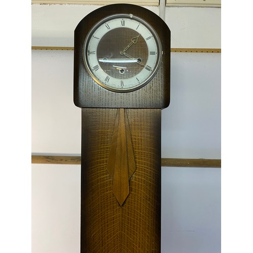 884 - Smiths vintage Granddaughter clock with key measuring 143 cms tall