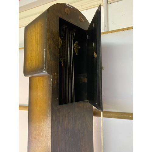 884 - Smiths vintage Granddaughter clock with key measuring 143 cms tall