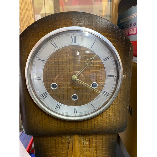 884 - Smiths vintage Granddaughter clock with key measuring 143 cms tall