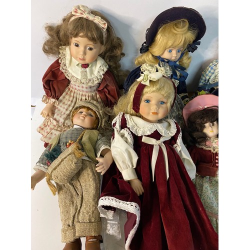 885 - Selection of 8 x porcelain dolls assorted makes