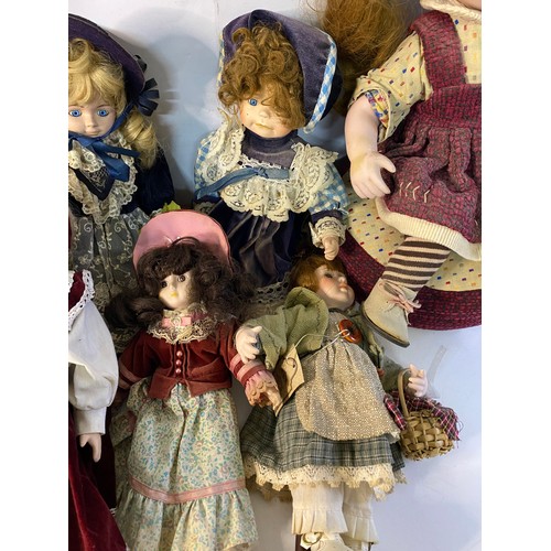 885 - Selection of 8 x porcelain dolls assorted makes