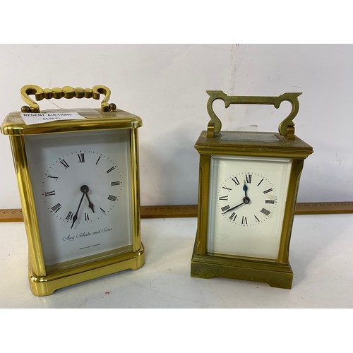 886 - 3 x well made German carriage clocks with makes including Aug. Schatz and Sons and Koma