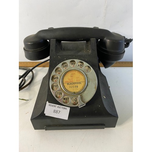 887 - 2 x vintage GPO telephones including a 1950's black bakerlite